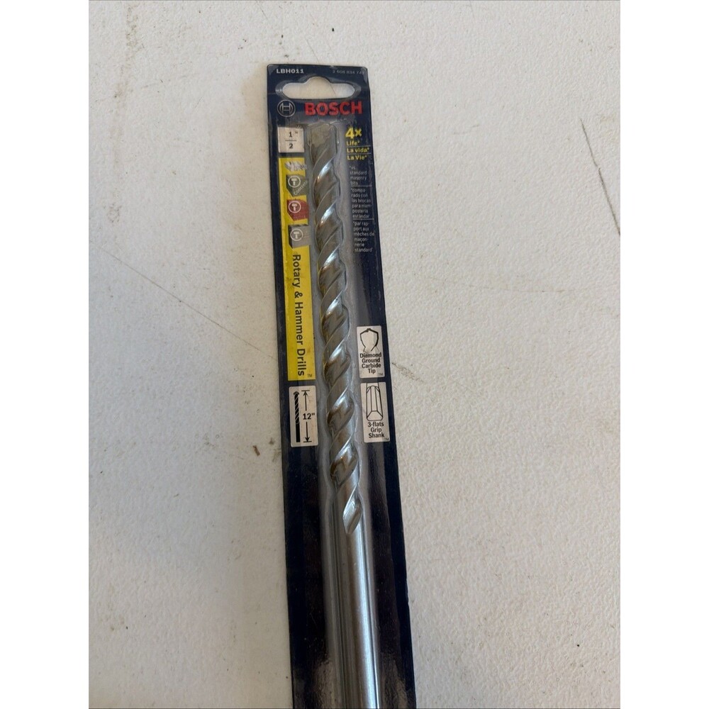 BOSCH LBH011 1/2" X 12" LONG Rotary & Hammer DRILL BIT - NEW IN PACKAGE